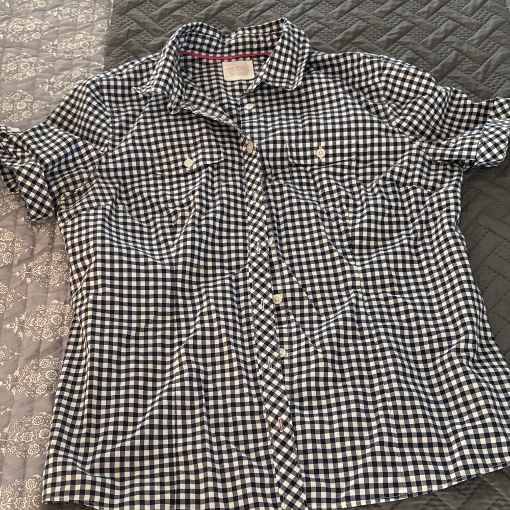 L.L. Brand Blue Checkered Shirt, short sleeve
